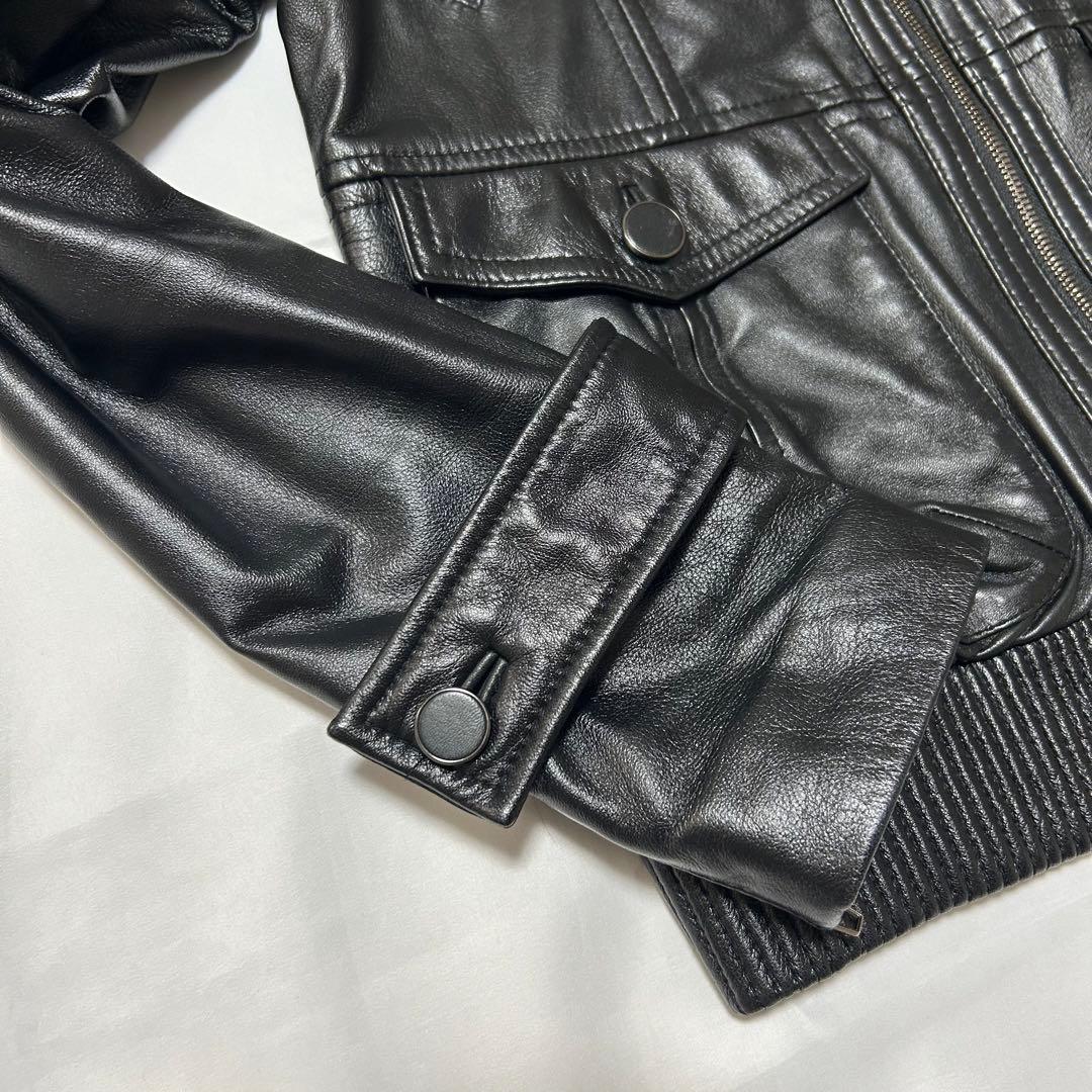 極美品 23区 羊革 レザージャケット シングル ラムレザー レディース 黒