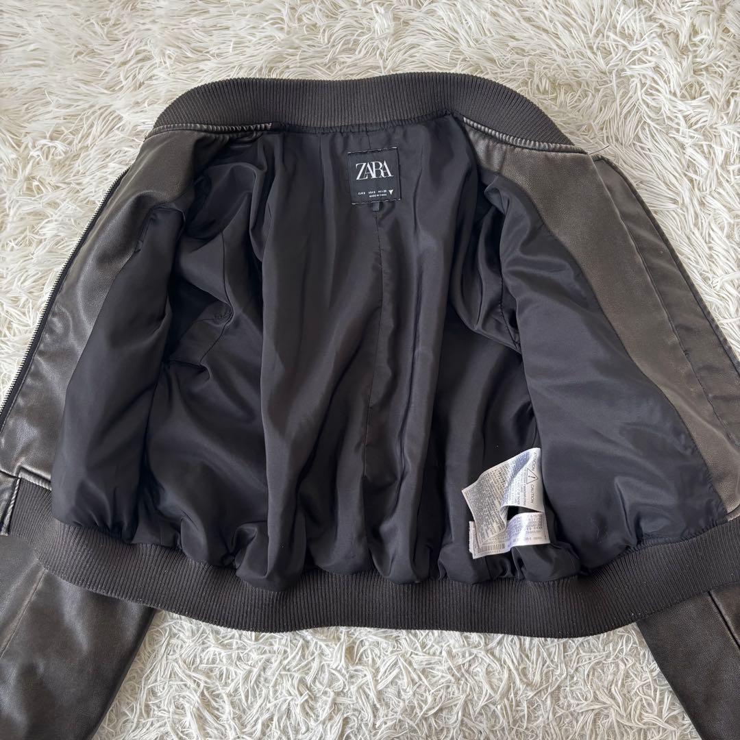 ZARA✨洗える　フェイクレザー　G1フライトジャケット ダメージ加工　短丈