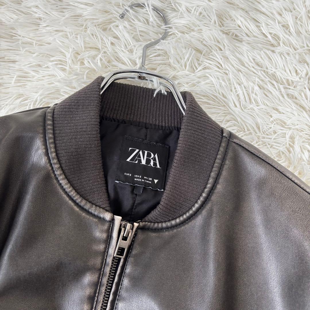 ZARA✨洗える　フェイクレザー　G1フライトジャケット ダメージ加工　短丈