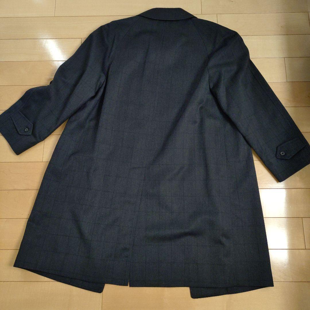 Burberry's　ダークグレー チェック ステンカラーコートWOOL100%