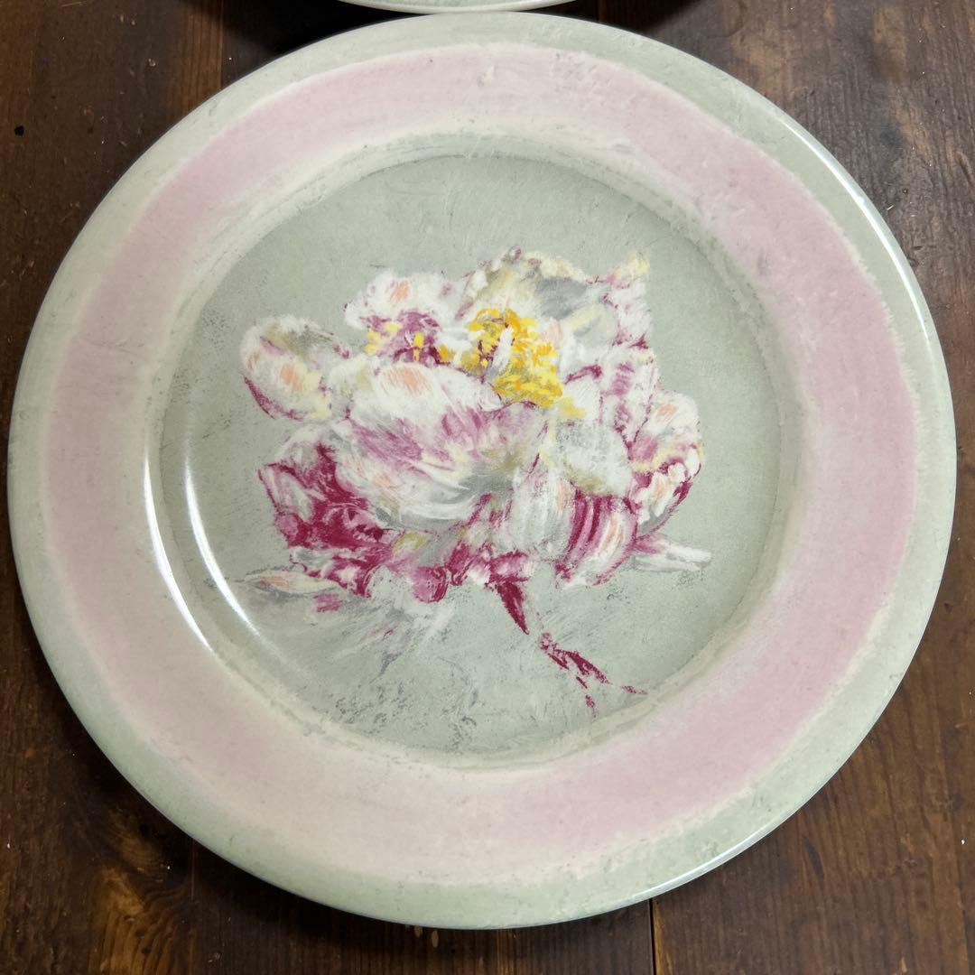レア　ジアン　Gien flore 花柄プレート　22㎝　２枚　フランス製