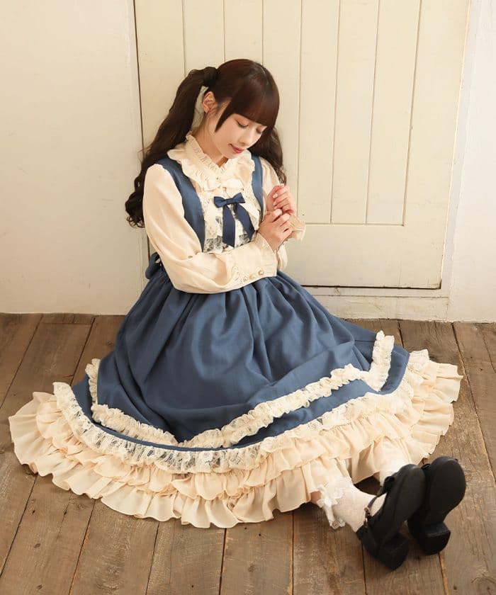 axes femme kawaii オリビアジャンパースカート　ブルー