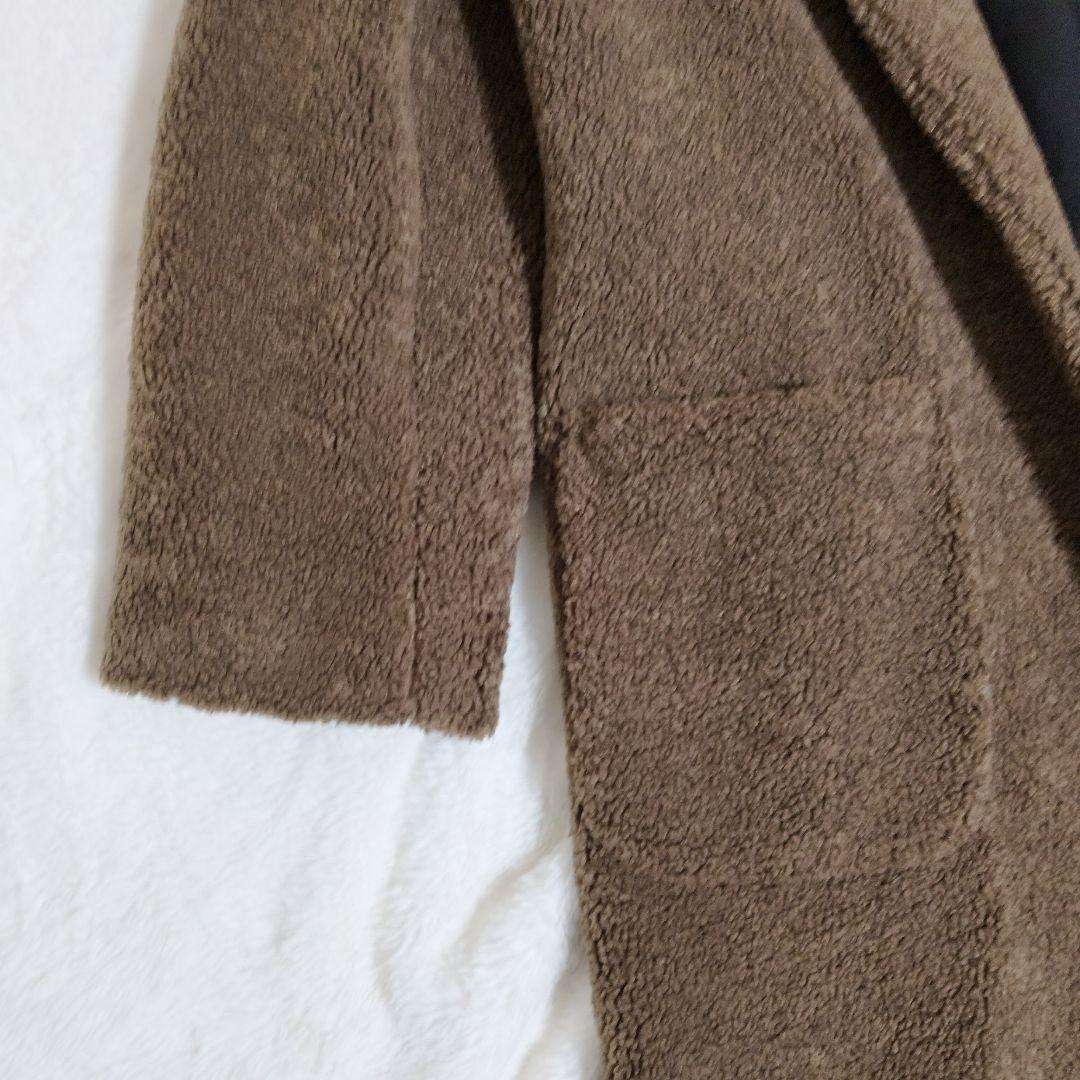 【美品】アニエスベー テディベア MANTEAU ボア コート ロング 茶 L