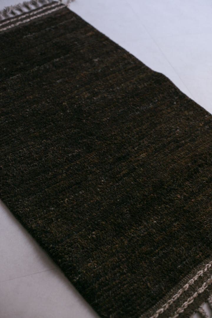 132×77 モロッコ　ベニワレン　新品　ウール　ブラウン　生成り