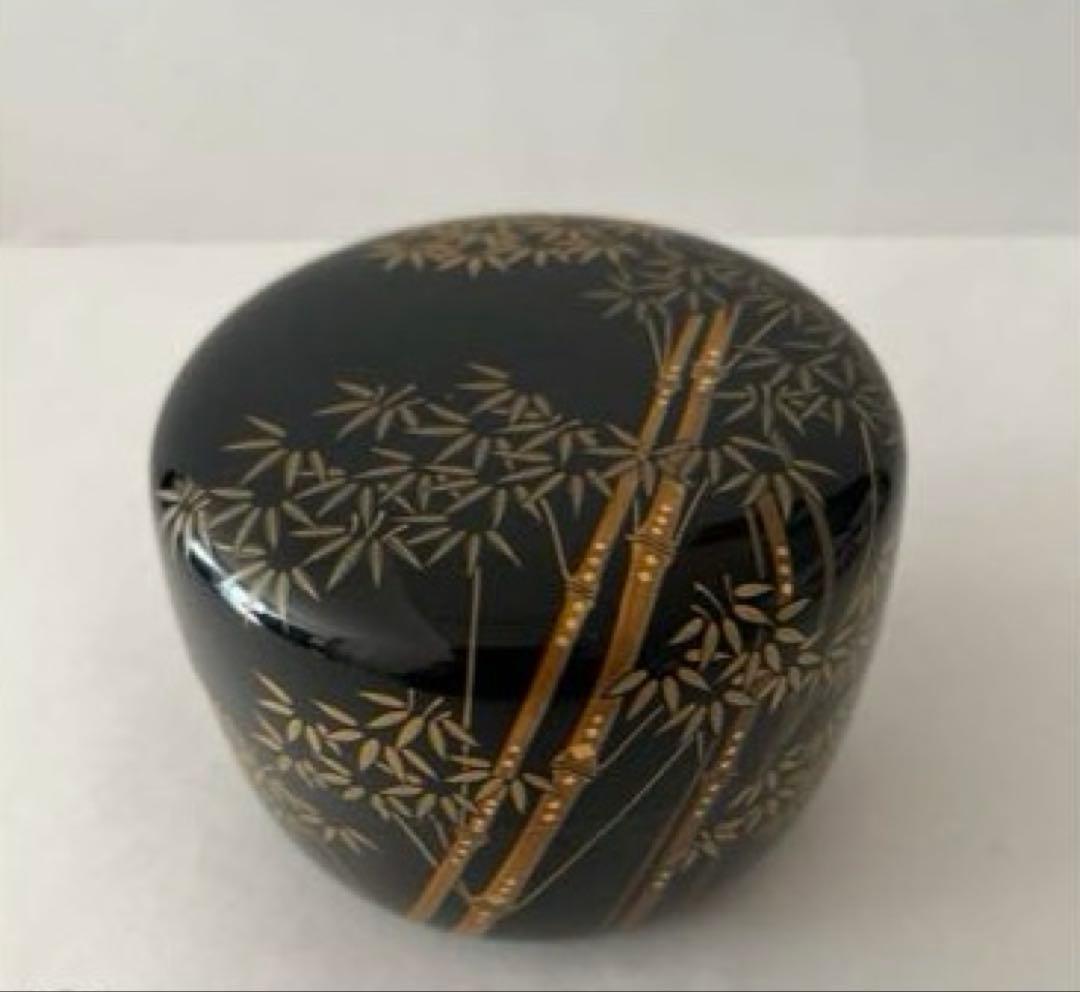 輪島塗一后一兆 (人間国宝)作棗　竹蒔絵 茶道具共箱/絹布・木箱あり