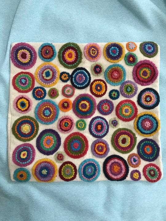 現地購入　ペルー刺繍　アルパカウール　クッションカバー　2枚セット