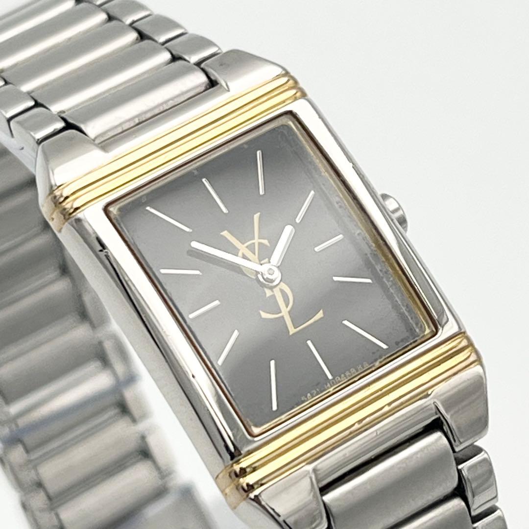 稼動 イヴサンローラン スクエア カサンドラロゴ H04732 黒文字盤 腕時計