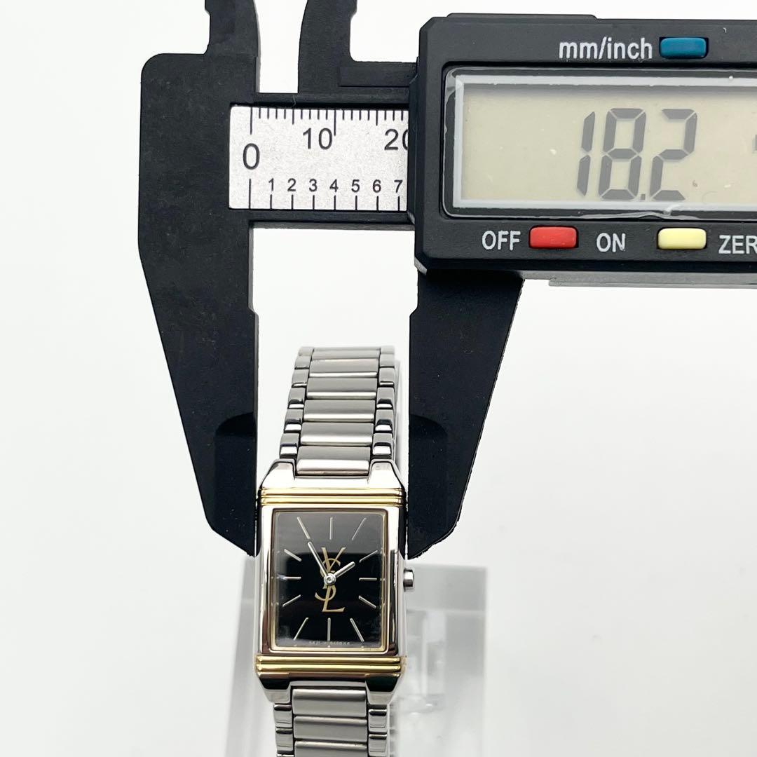 稼動 イヴサンローラン スクエア カサンドラロゴ H04732 黒文字盤 腕時計