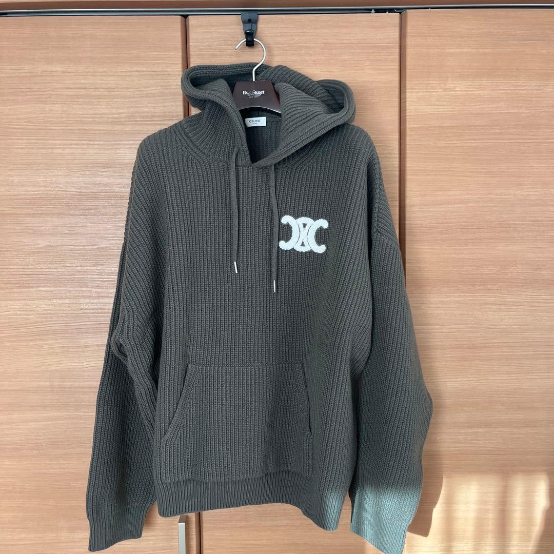 O*A様 CELINE カーキ フード付きニットパーカー　L