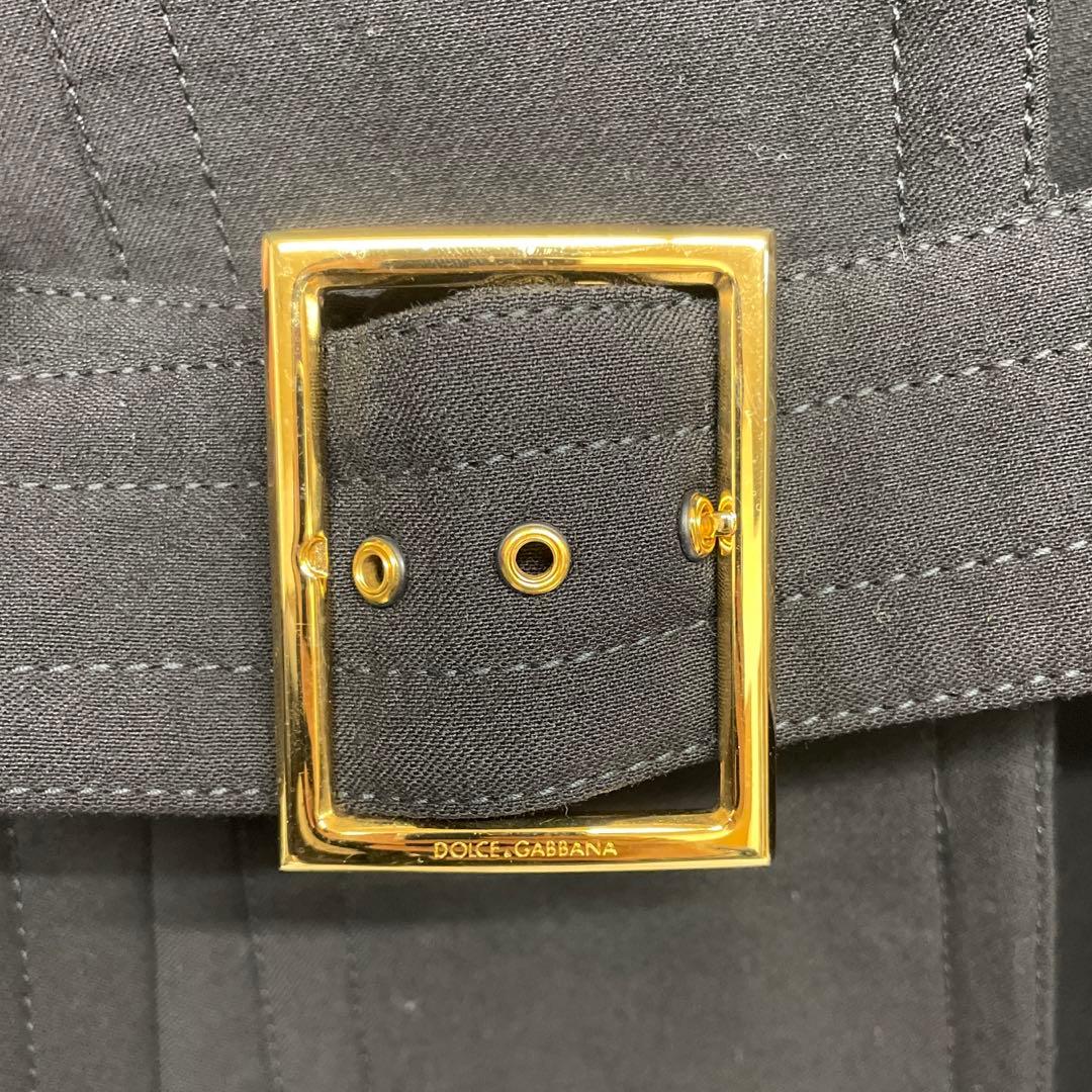 ドルガバ　D&G ウール　ビスコース　コート　レオパード　ベルト　ゴールド　40