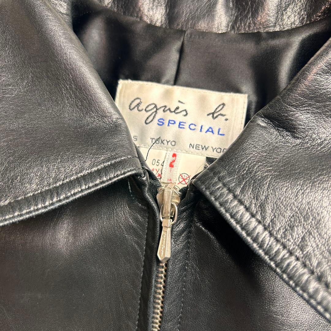 【希少】 agnes b. 90s riri 羊革 レザージャケット ブラック