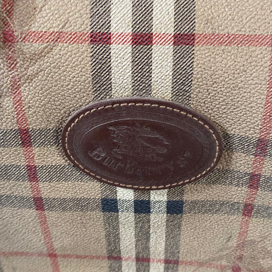 バーバリーロンドン　ノバチェック チェック PVC レザー ボストンバッグ