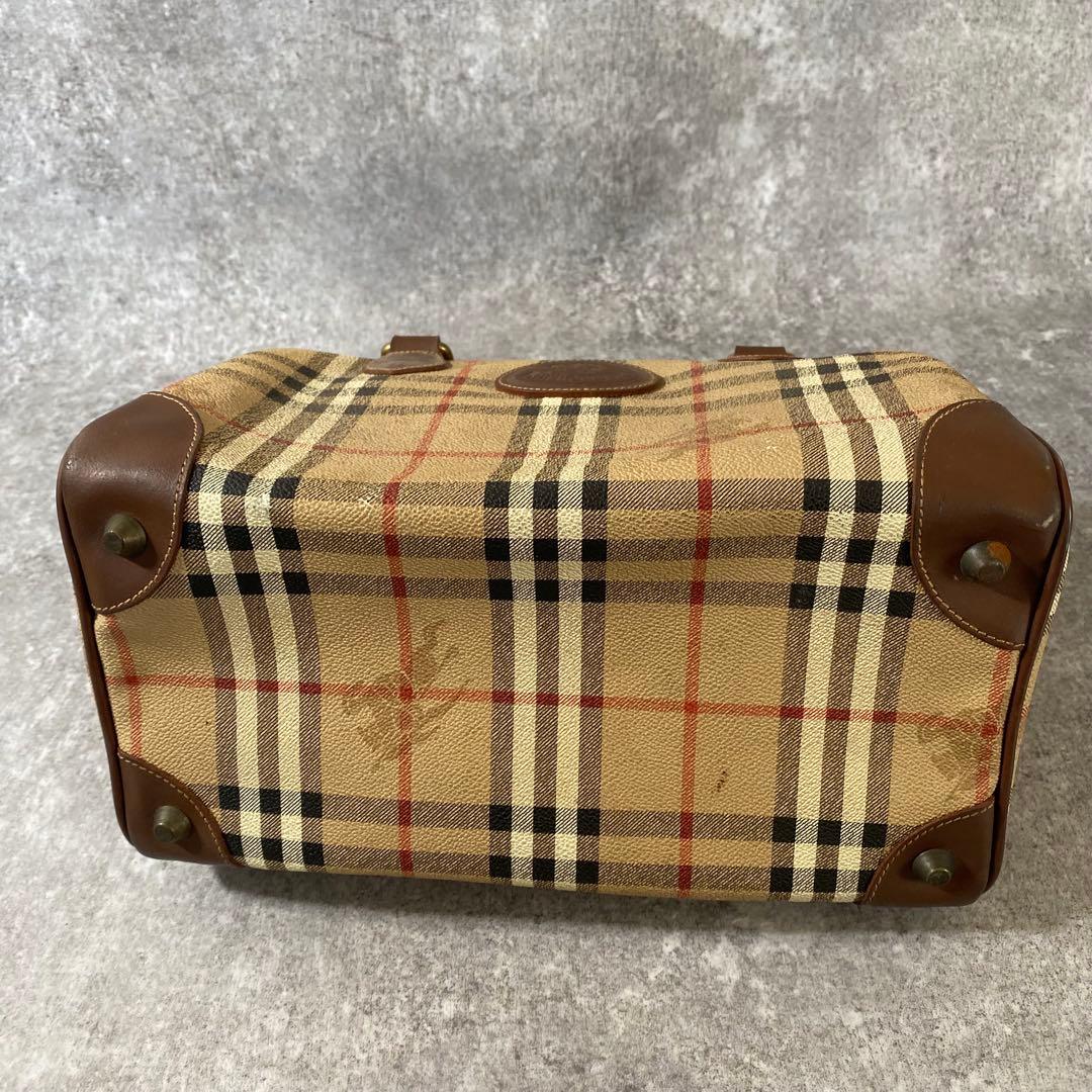 バーバリーロンドン　ノバチェック チェック PVC レザー ボストンバッグ