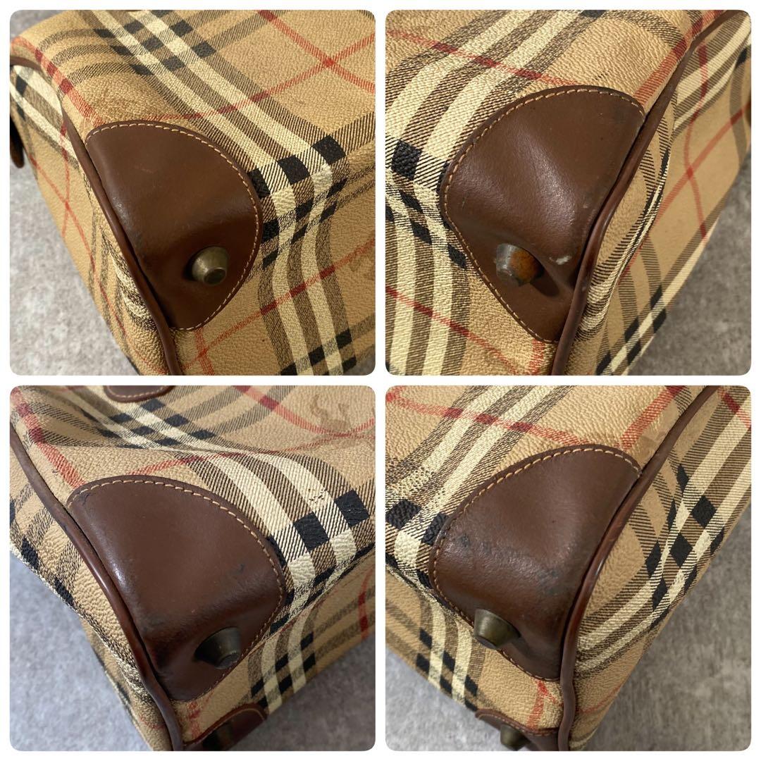 バーバリーロンドン　ノバチェック チェック PVC レザー ボストンバッグ