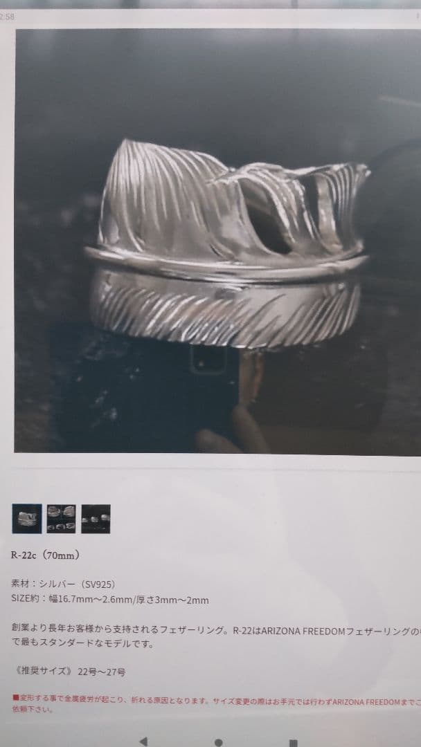 【専用ページ】アリゾナフリーダムフェザーシルバーリング