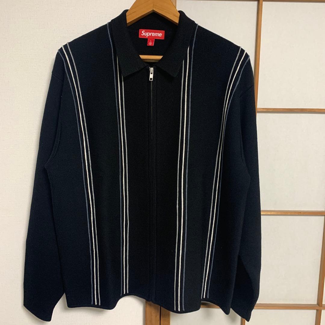 トップス supreme stripe zip up polo sweater L