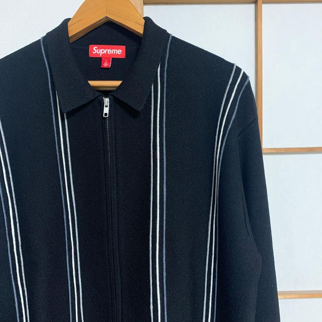トップス supreme stripe zip up polo sweater L