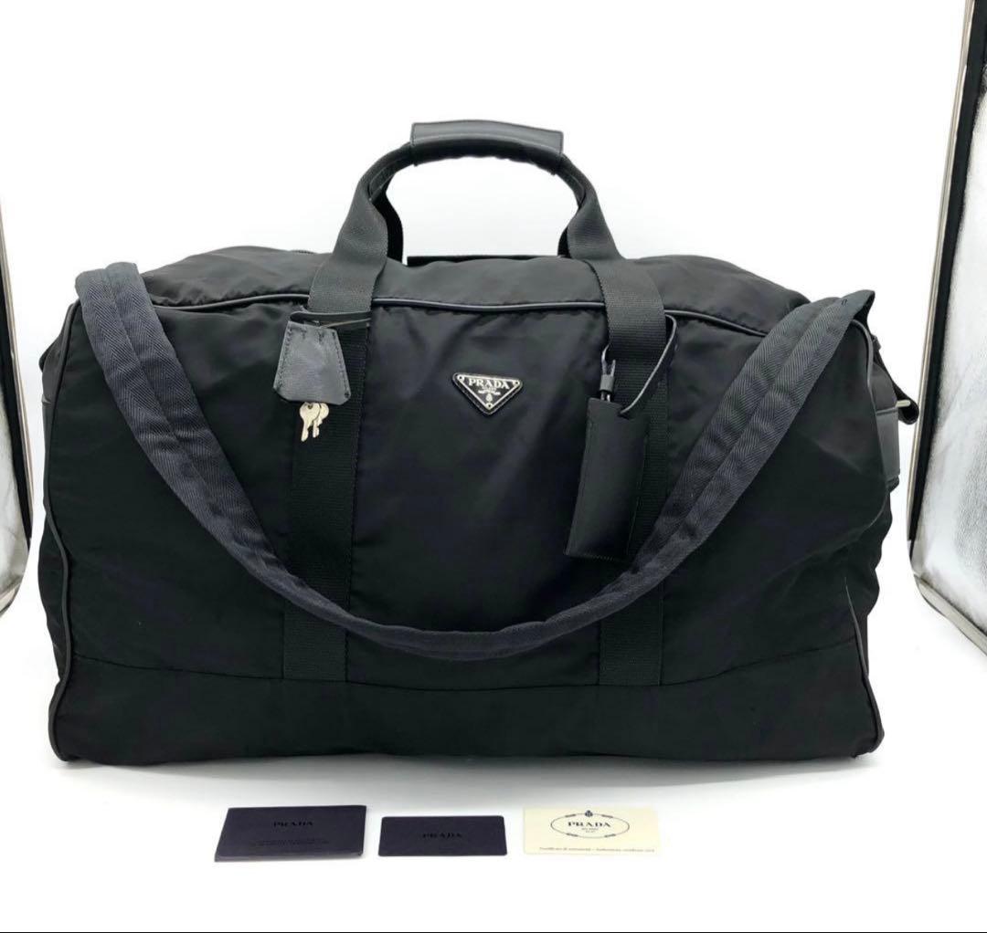 【極上美品・Gカード付✨】プラダ 2way ボストンバッグ　サフィアーノ 南京錠