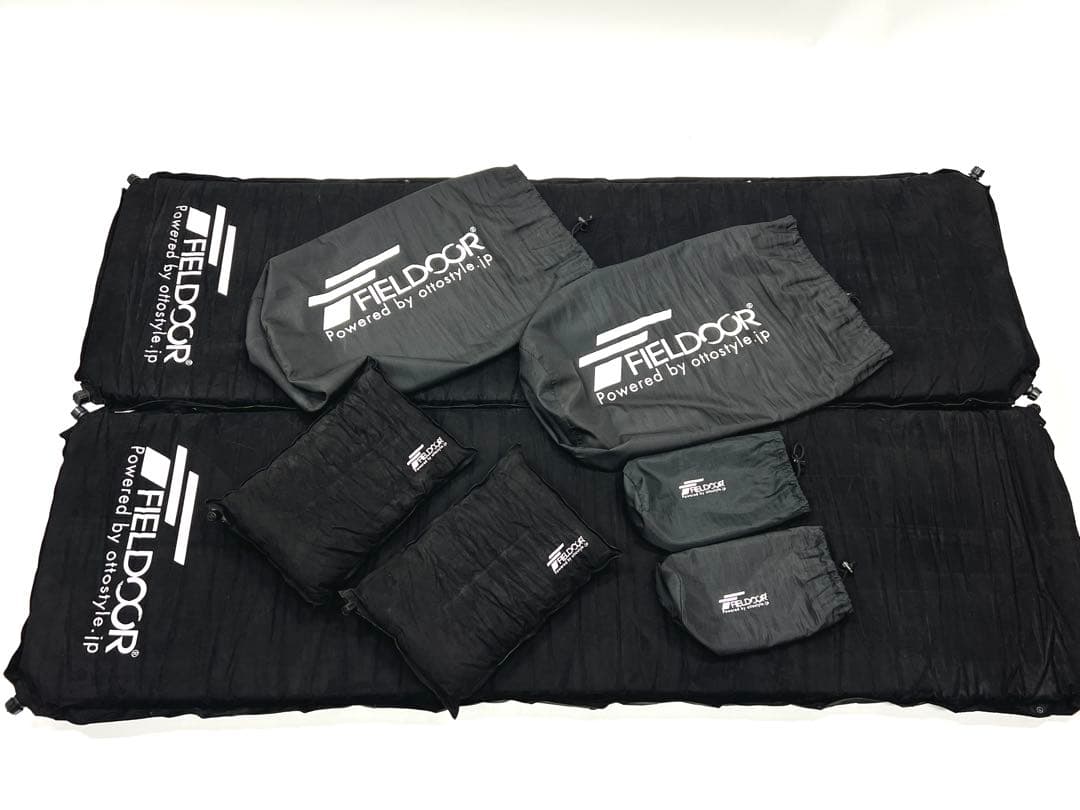 【美品】FIELDOOR 車中泊ペアマット 10cm厚 Sサイズ＋ペア枕付き