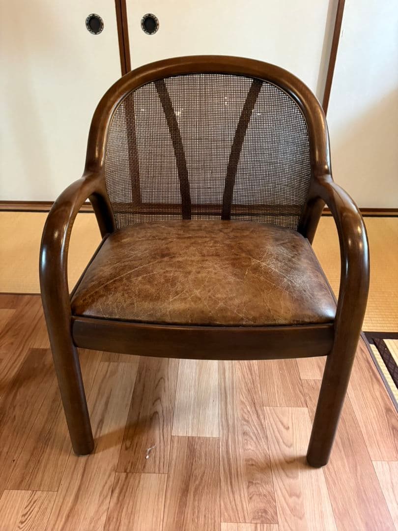 karimoku カリモク 籐 ラタン 木製 ダイニングチェア 昭和レトロ