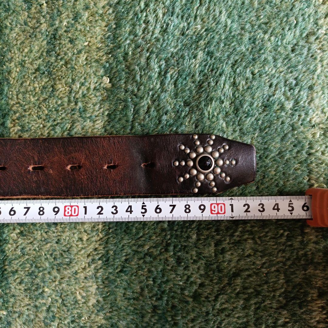 ブラウンビーズ装飾レザーベルト 28インチ
