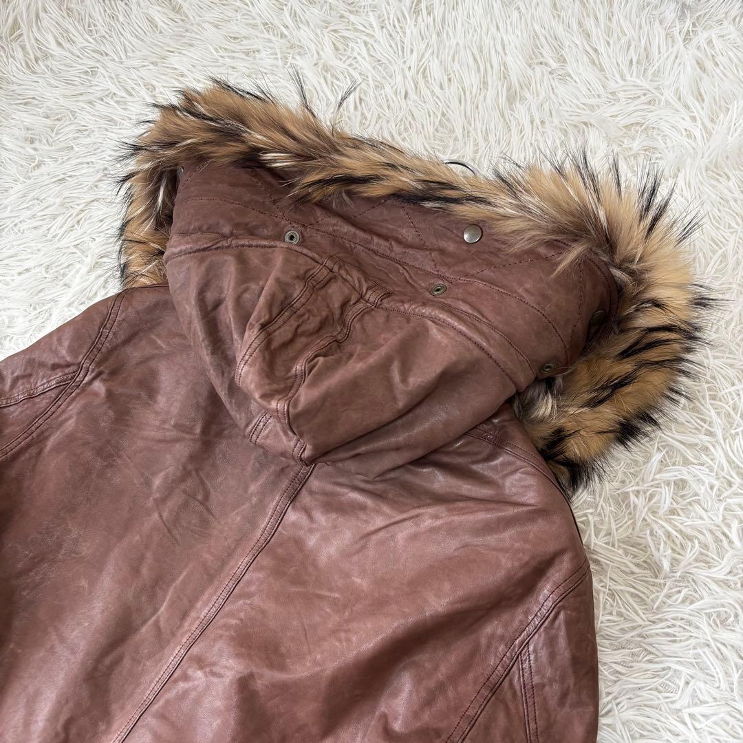 sisii✨2way洗えるレザージャケット　フィッシュテール リアルファー