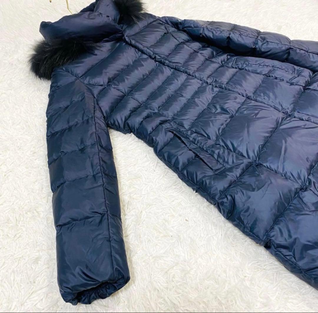 美品✨23区　ロングダウンコート　ネイビー　3way Aライン　ラクーンファー