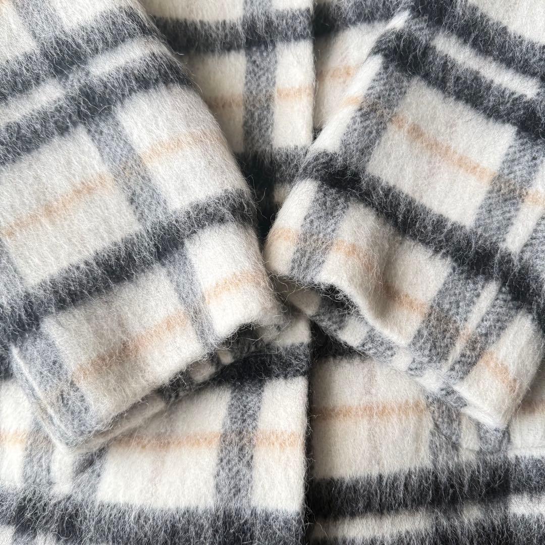 トゥービーシック マンテコ アルパカ混 チェック柄 シャギーコート L 未使用級