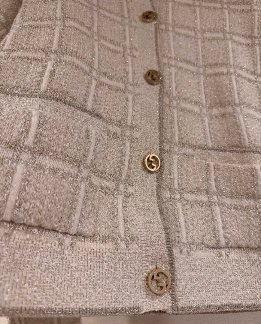 24AW/GUCCIチェック柄ラメウールジャガードジャケットグッチニットアウター