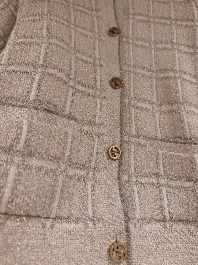24AW/GUCCIチェック柄ラメウールジャガードジャケットグッチニットアウター