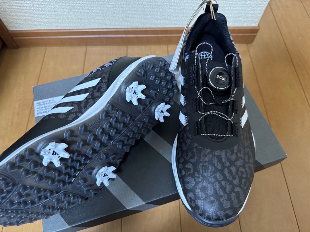 adidas S2G ゴルフシューズ 24.5 ブラック/レオパード 新品