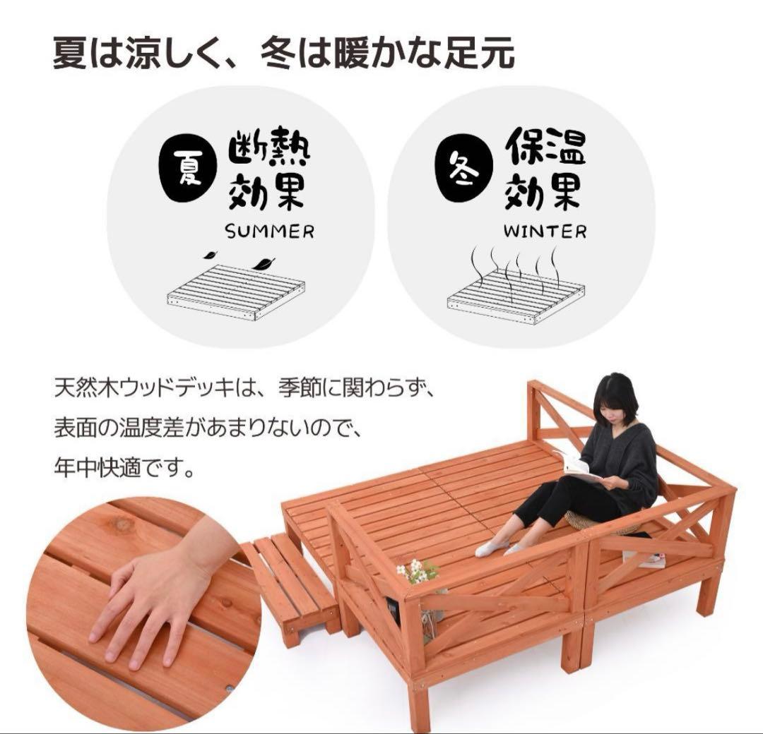ウッドデッキ 天然木 キット 8点セット1坪 ウッドパネル 家具【レッドブラウ】