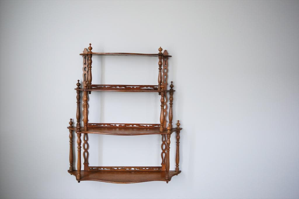 フランスアンティーク木製ウォールシェルフ/壁掛けラック/飾り棚(90-213)