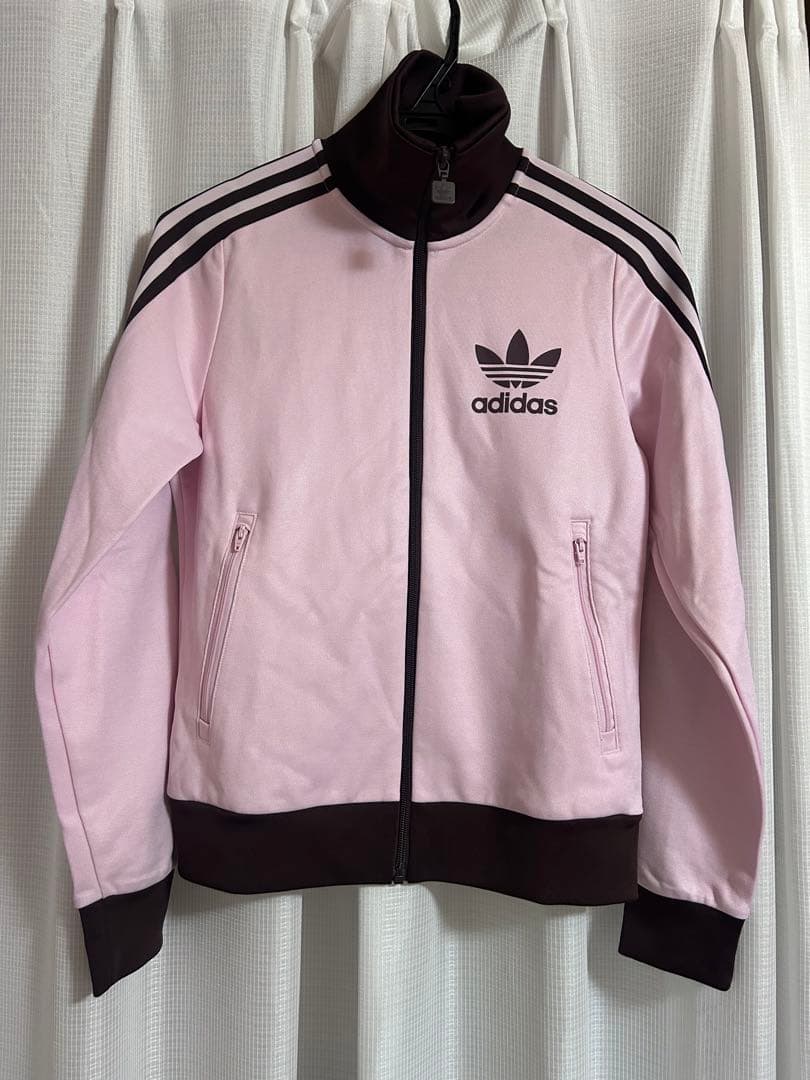 adidas ピンクブラウン トラックジャケット　ジャージ S