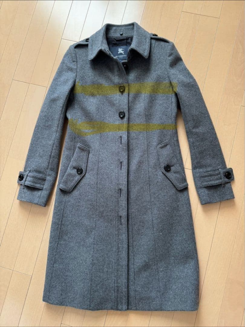 バーバリー　ロングコート　ラビットファー付き　美品