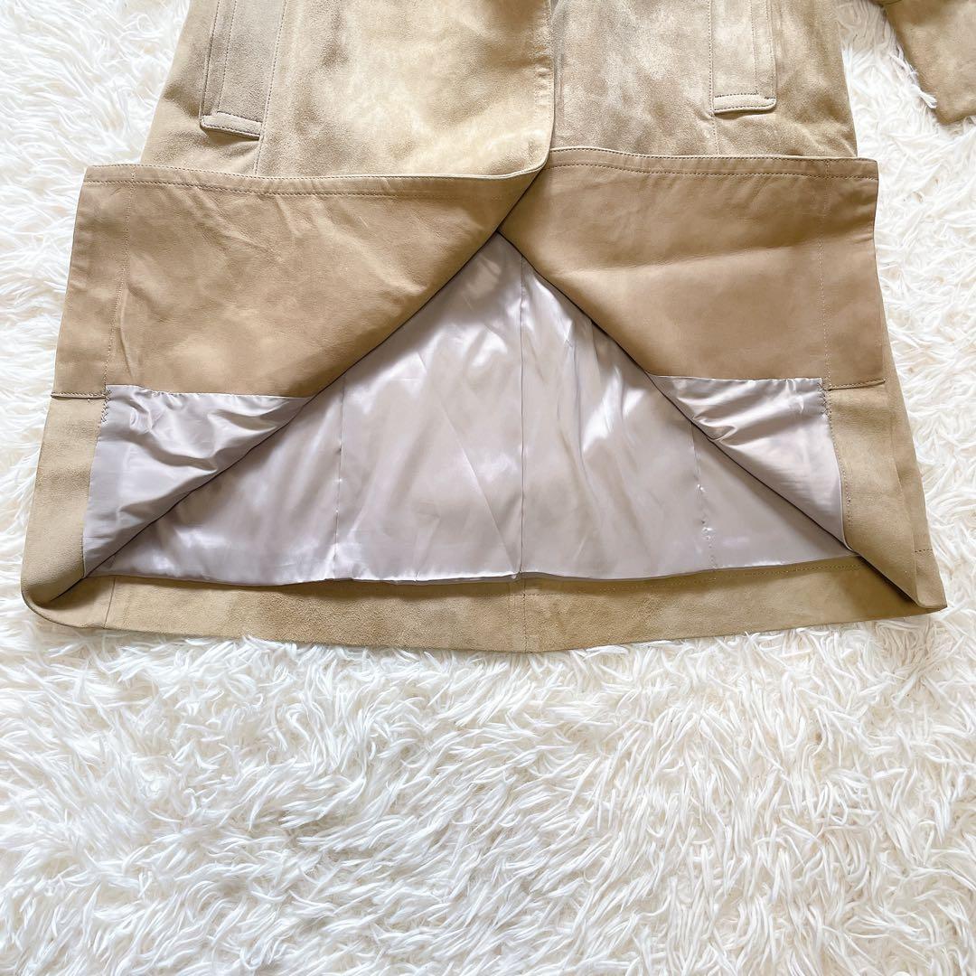 美品✨グレースクラス ラムレザー スウェードロングコート　M ベルト　ベージュ