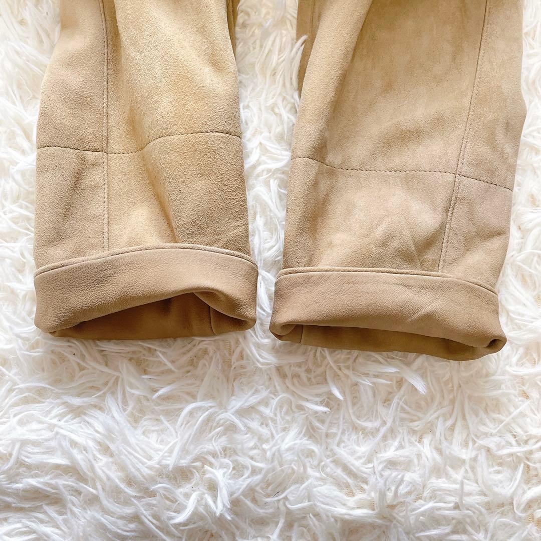 美品✨グレースクラス ラムレザー スウェードロングコート　M ベルト　ベージュ