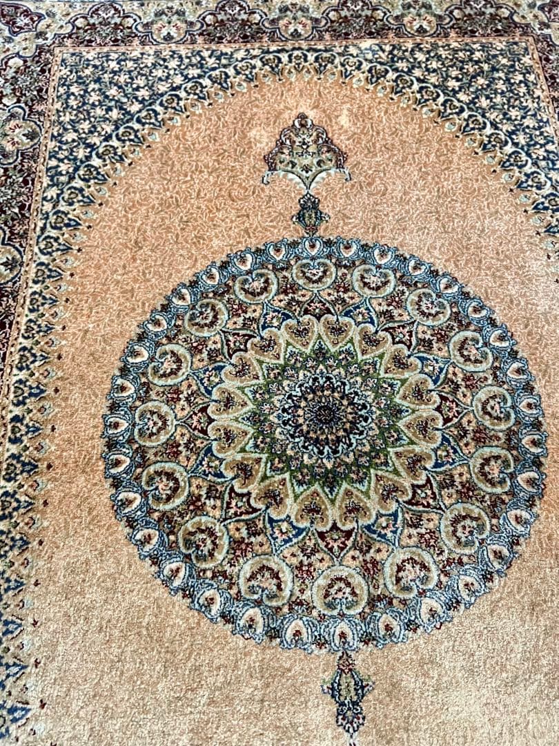 イラン、シルク銀柑敷物/サイズ:60x90cm…..mp1.