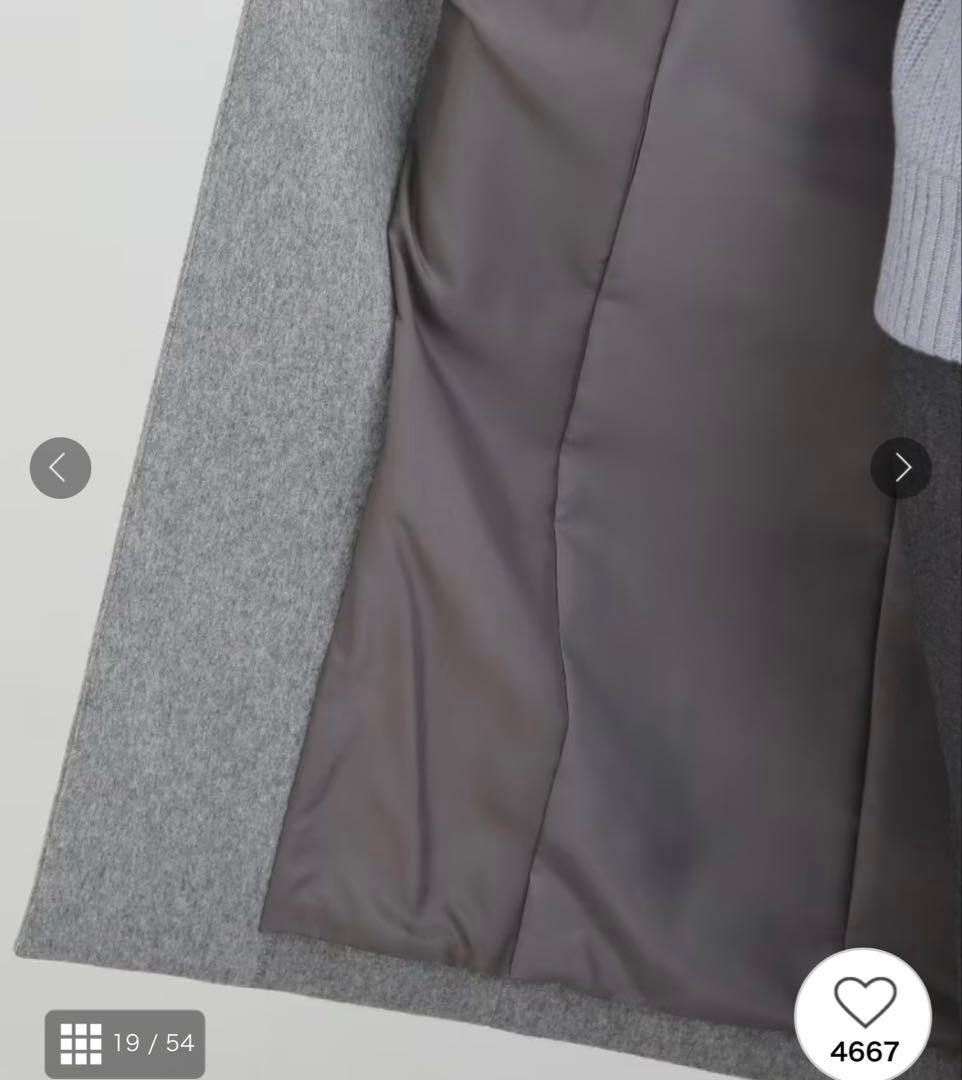 新品　インディヴィ　ウール　チェスターコート　ブルー系　34