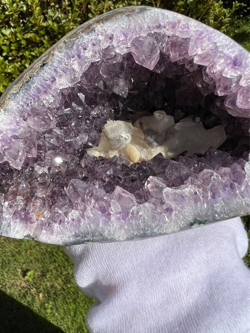 A166 高品質アメジストドーム クラスター カルサイト共生 パワーストーン