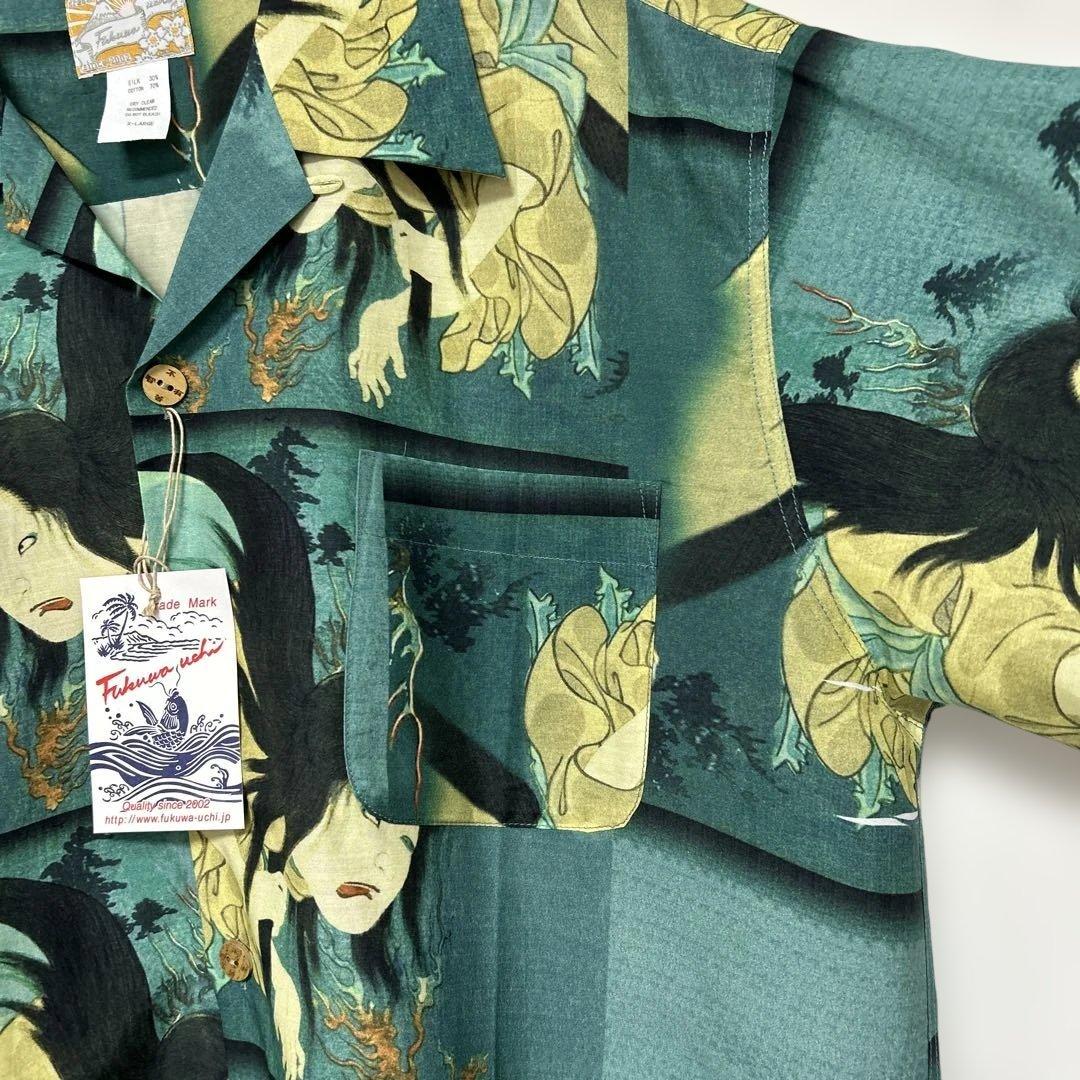 タグ付き Fukuwauchi フクワウチ アロハシャツ XL 浮世絵 幽霊