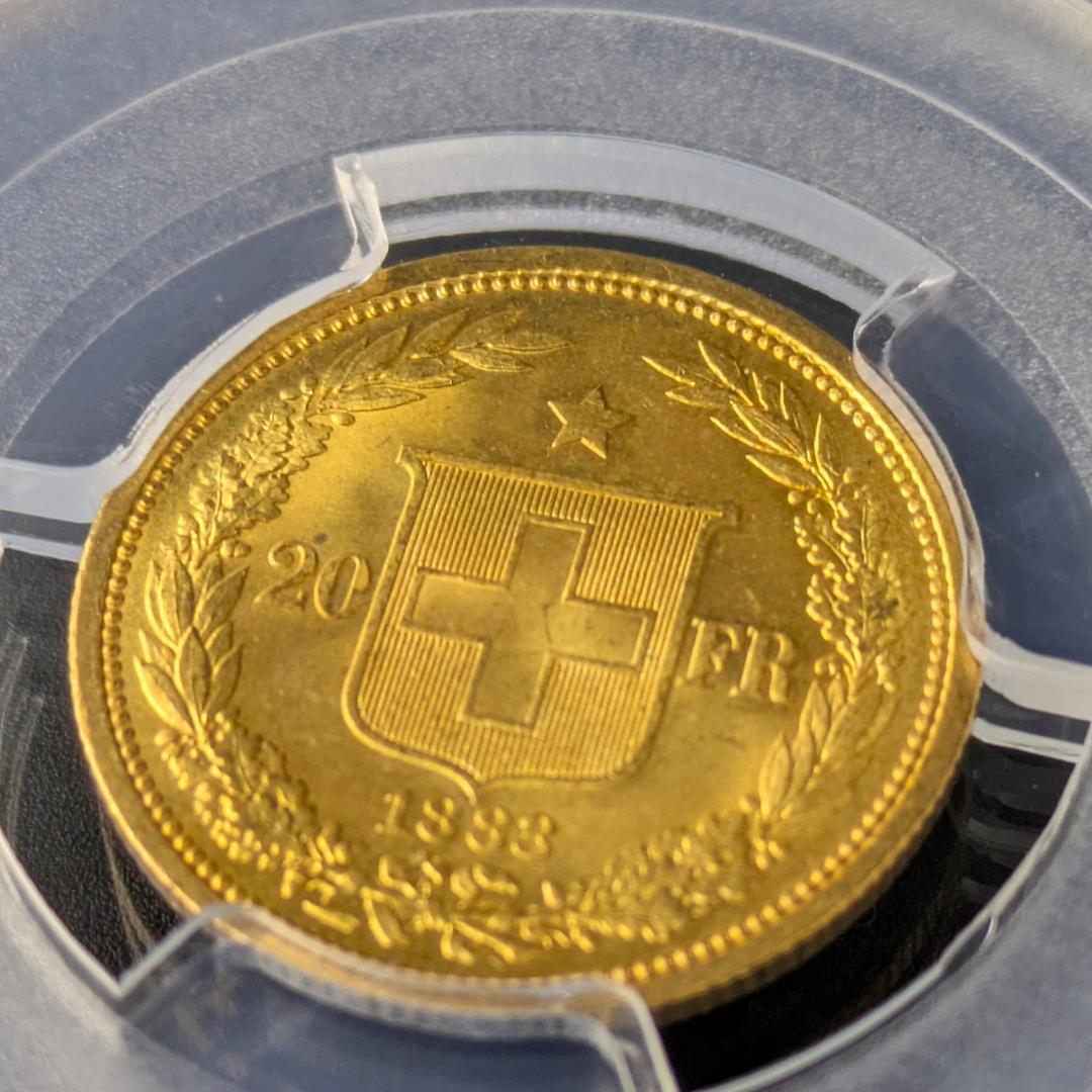 アルプスの少女ブレネリ★1883年スイス 20Fr 金貨 PCGS MS64+