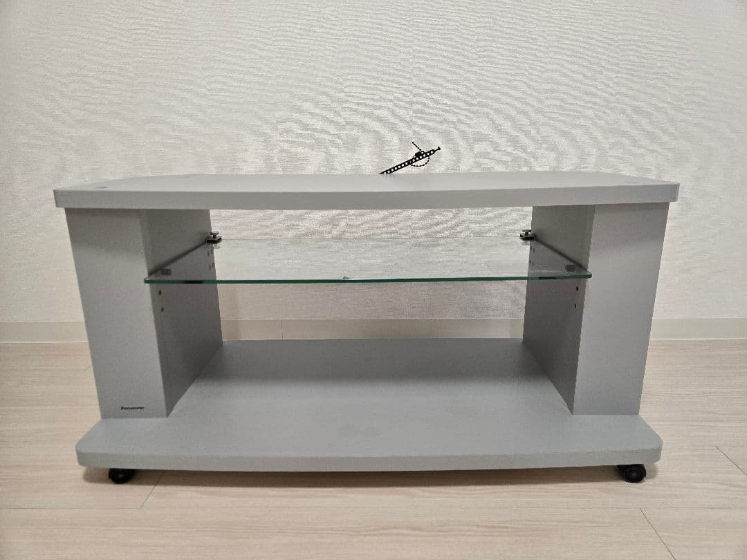 Panasonic テレビ台 グレー ガラス棚 キャスター付き