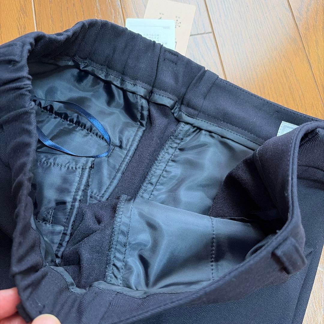 こ*た様 ノーカラー　ネイビーパンツスーツ　裏起毛