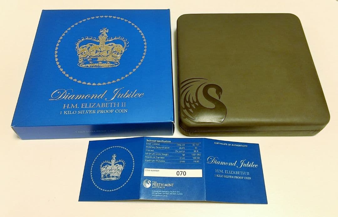 2012 オーストラリア ダイヤモンドジュビリー 1kg プルーフ銀貨 PF70