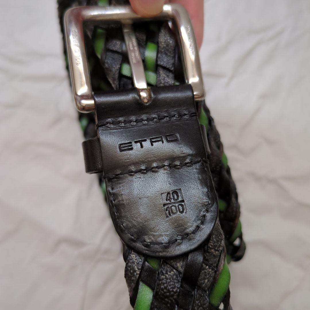 ETROレザー編み込みベルト40/100MADEINITALY　最終価格
