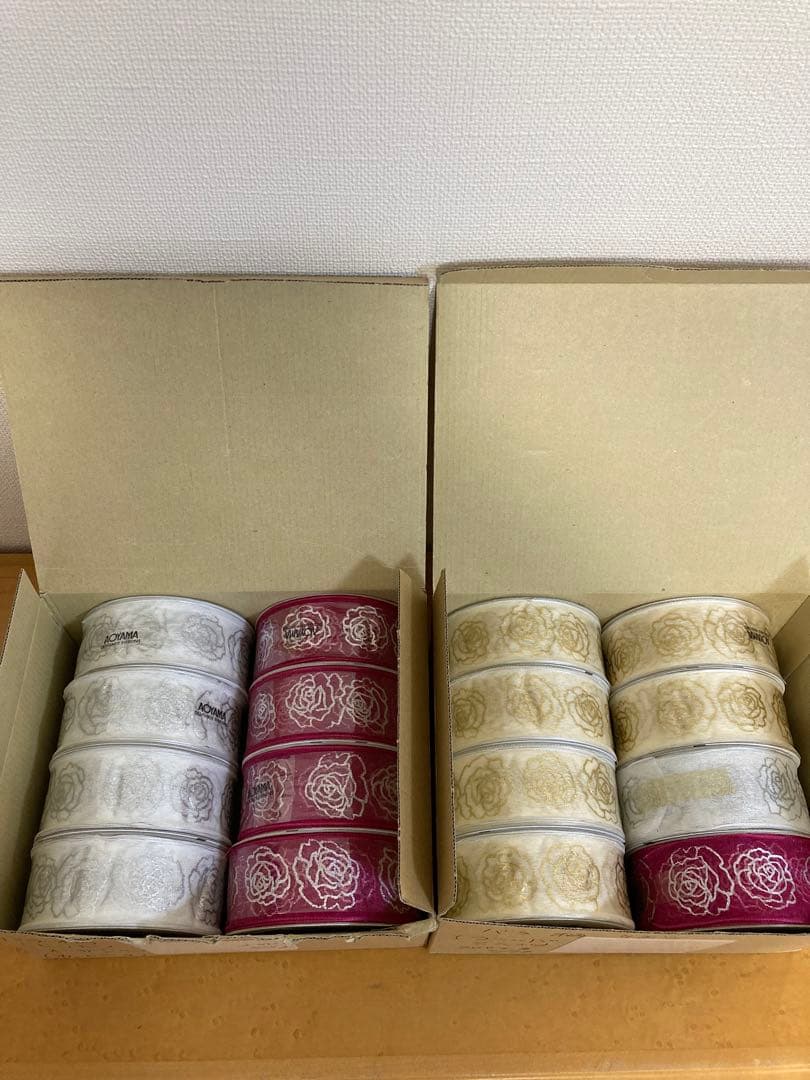 青山リボン　ローザ(ワイヤー入り)  ローズ柄リボン　まとめ売り