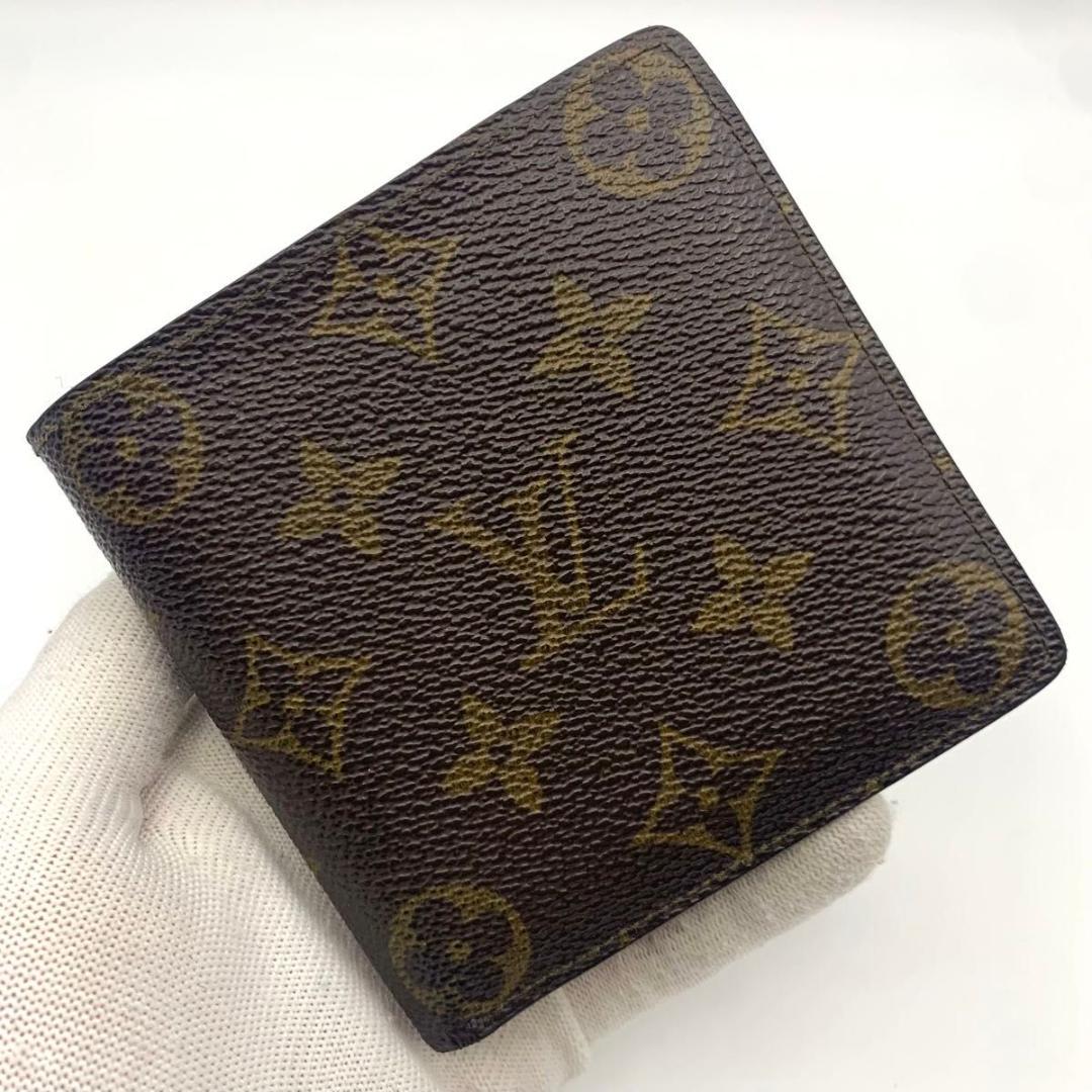 鑑定済み ルイヴィトン ポルトフォイユ マルコ 二つ折り 財布 モノグラム 茶