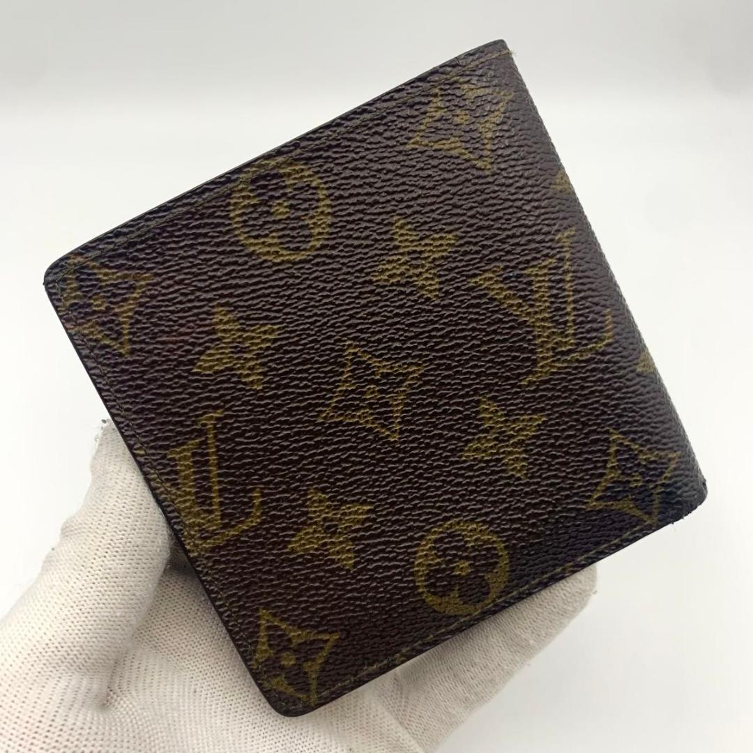鑑定済み ルイヴィトン ポルトフォイユ マルコ 二つ折り 財布 モノグラム 茶