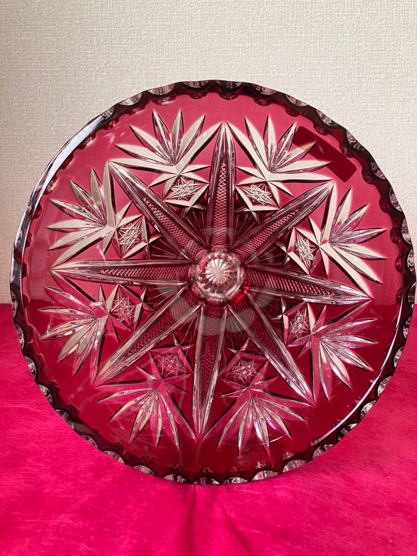 未使用品 NACHTMANN ガラス製 花瓶 赤 ヴィンテージ